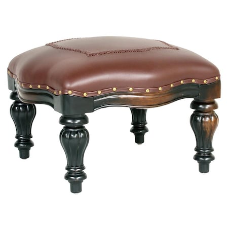 Victorian Rococo Faux Leather Ottoman